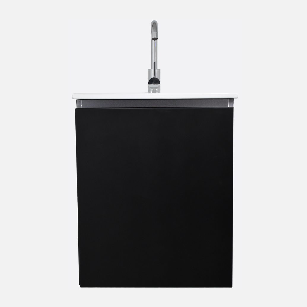 ארון אמבטיה תלוי גימור אפוקסי עומק 34 בתנור מוגן מים - שחור מט